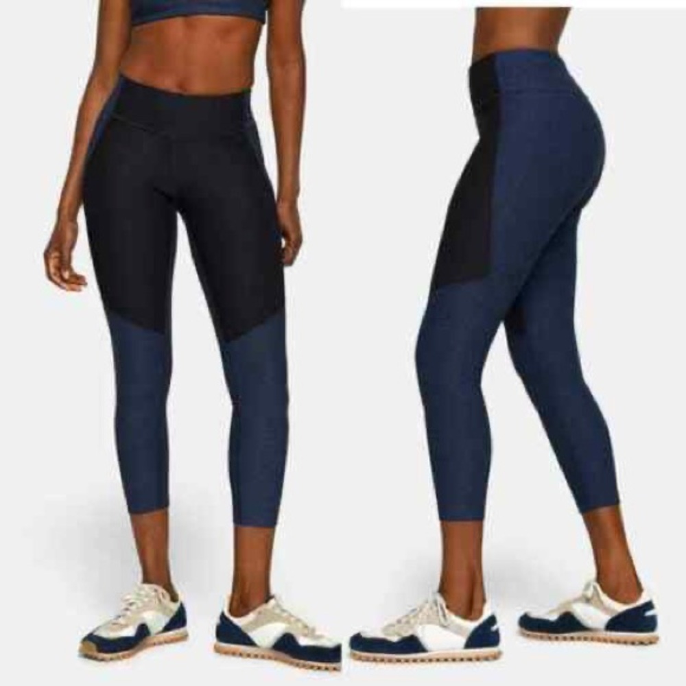 (New) Outdoor Voices Navy & Charcoal Two-Tone Warmup Legging